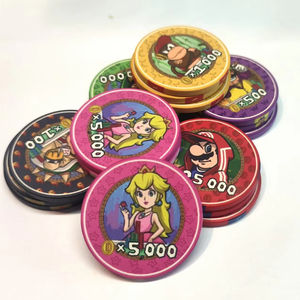 Set de Fichas de Póker de Cerámica de Lujo Temática Super Mario para Sala de Casino con Maletín y Moneda Conmemorativa de 39mm para Juegos de Azar - Product Image 1