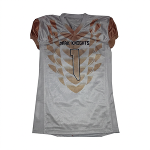 เสื้อฟุตบอลอเมริกันสำหรับผู้ใหญ่แบบสั่งทำพิเศษ  ตกแต่งด้วยเทคนิคซับลิเมชั่น ปักลายทัลค์ทวิลล์ พร้อมชื่อทีมและหมายเลข  ชุดกีฬาขาสั้น - Product Image 1