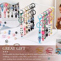 Kit de fabrication de porte-clés perlés DIY, avec fermoir mousqueton coloré et anneau en T, pour la création artisanale de porte-clés, accessoire cadeau d'anniversaire