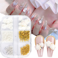 Kit de Breloques pour Ongles TSZS 2026, Fleurs de Camélia 3D Blanches Mixtes, Perles et Chaînes Métalliques, Décoration d'Ongles en Résine Style Français Élégant