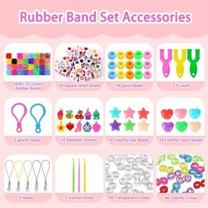 Kit de 2500 pièces de fournitures de bijouterie, jouet éducatif, élastiques arc-en-ciel pour matériel de bricolage, pack de couleurs pour tricotage - Product Image 2