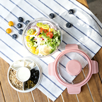 Nouvelle boîte à lunch écologique à double couche avec fourchette et récipient à sauce, en matériau TRITAN, compatible micro-ondes et four, modèle 6368