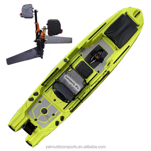 Nouveau kayak à pédale de coque en PE de 12 pieds, moteur d'entraînement pour une à deux personnes, grandes trappes pour le surf et la pêche en kayak dans les rivières - Product Image 3