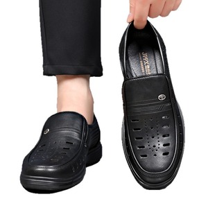 Men's Non-Slip Professional <b>Work</b> <b>Shoes</b> Slip-On Closure Genuine Leather Upper Dressy Office Career <b>Shoes</b> Waterproof Hollow Rubber - Product Image 4