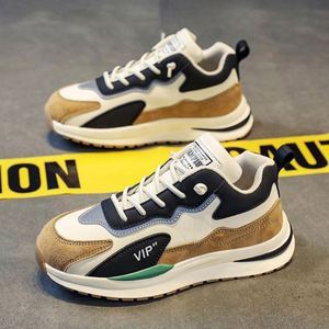 Zapatillas de running Agaran de cuero para hombre, novedad primavera 2026, con suela gruesa elevada, versátiles y a la moda (estilo papá) - Product Image 1