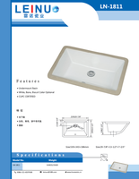 Wastafel Bawah Meja Modern Source Factory untuk Proyek Publik Komersial LN-1811