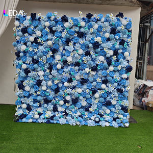 LEDA - Panel de Flores 3D Personalizado con Hortensias y Rosas Azules, Fondo de Boda Artificial de Seda Hecho a Mano con Efecto Suave - Product Image 1