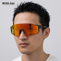 Lunettes de soleil sportives colorées coupe-vent pour femmes Withher, protection UV400, monture PC, cerclage intégral, pour adultes, pour hommes, pour activités de plein air