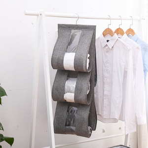 <b>Hanging</b> Closet Organizer 5 Tier Gray Fabric With Clear Window For Bedroom Storage Hook Type Multifunctional Neatening Bag - Product Image 1