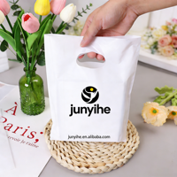Sac de courses recyclable JiJiD avec petite poignée, impression de logo personnalisé, sac en plastique découpé avec poignée, sac de courses en plastique