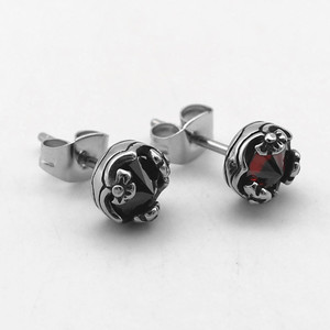 Pendientes yunnique con circonita roja, engaste de acero de titanio, diseño geométrico, joyería de moda para hombres y mujeres - Product Image 5