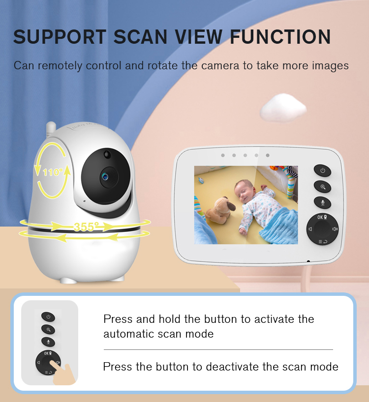 Baby Monitor with 3.2 Inch Wireless Digital Video Smart Monitor Camera