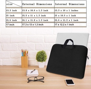 Kinh Doanh dây kéo máy tính xách tay Chromebook trường hợp 13 15 15.6 17 inch Neoprene máy tính xách tay máy tính tay áo túi với xử lý - Product Image 4
