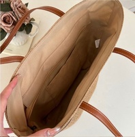 Bolso de Paja Versátil de Verano, Estilo Cubo, Simple y Hermoso, para Viaje o Playa, con Cierre Abierto y Forro de Poliéster