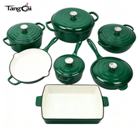 Peralatan Masak Besi Cor Turquoise Cast Iron Cookware Setenamel 7 Buah untuk Rumah Restoran Katering Aman untuk Oven