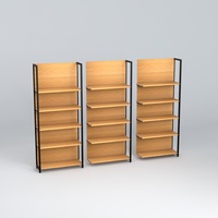 Étagère Gondole Commerciale Robuste pour Supermarché, Présentoir Îlot Double Face Pliable, Aspect Bois, Métal, Économique pour la Vente au Détail