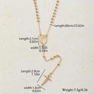 Collier Chapelet Croix Vierge <span class=keywords><strong>Marie</strong></span> en Cuivre, Pendentif Chrétien, Cadeau Unisexe, Chaîne en Bambou – Meilleure Vente Actuelle - Product Image 5