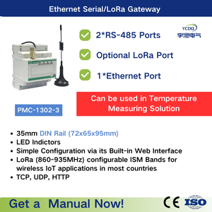 PMC-1302-3 không dây Lora RJ45 RS485 giao diện Ethernet nối tiếp/Din-Rail Gateway Ba giám sát không dây Lora cho nhiệt độ - Product Image 2