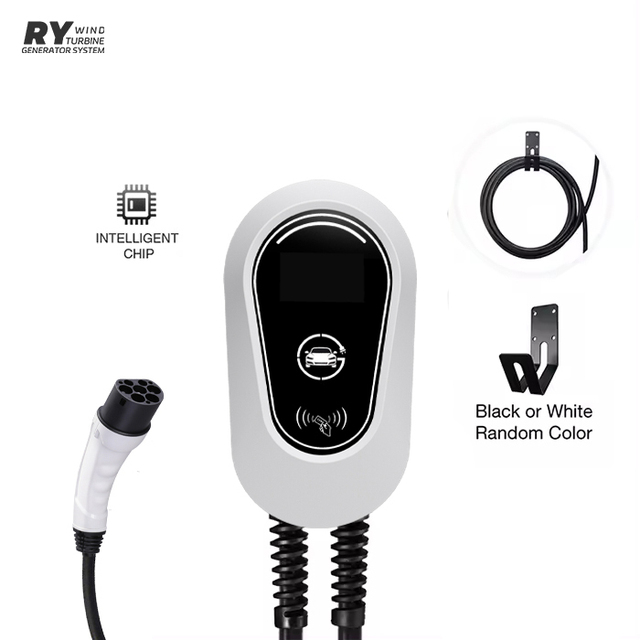7KW Electric EV Car Battery Fast Charging Pile Charger Station with Led Screen Single Gun AC Power IP55 tesla Wall Box Charger