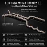ING pour BMW M3 M4 G80 G82 F80 F82 3.0T S55 S58 Tuyau d'échappement intermédiaire à longueur égale en acier inoxydable avec tuyau en Z universel