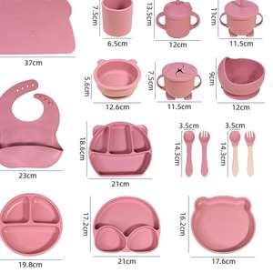 Vajilla para niños con logotipo impreso personalizado al por mayor, vajilla de silicona sin BPA para alimentación de bebés, juego de platos de silicona con ventosa - Product Image 4