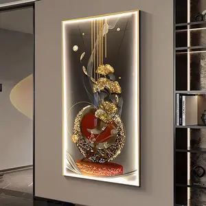 Luxo moderno Pintura De Parede decoração LED luzes veados animais cristal Pintura De Porcelana Para Wall Decor