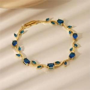 Gt; & gt; 18 קארט מצופה זהב פרח שרשרת בצורת פרח זירקון פרח בצורת שרשרת צמיד לנשים - Product Image 4