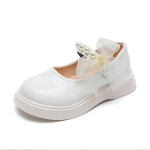 Bambina in pelle mary jane lace pear princess shoes girl student dress shoes for kids - Product Image 1