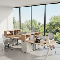 Bureau de personnel moderne et minimaliste pour le télétravail, poste de travail pour quatre à six personnes, avec armoire latérale de rangement, boîte à câbles, en PVC, Qian