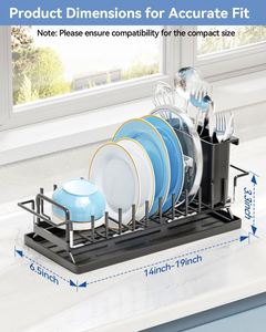 Small Dish Drying Rack in Sink, Extendable Dish Drainer Over Sink with Silicone Drying Tray, Compact Dish Rack for <b>Kitchen</b> - Product Image 5