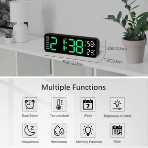Modern Mirror LED Luminova Display Brightness Adjustable Timer Alarm <b>Clock</b> <b>Digital</b> <b>Wall</b> <b>Clock</b> Home Decor Office - Product Image 2