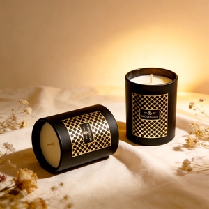 Pot à bougie FENGJUN en verre givré mat avec couvercle en bois, récipient d'aromathérapie de luxe au design moderne pour salon, chambre et spa - Product Image 3