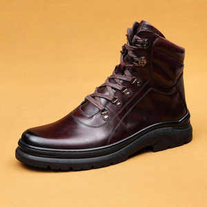 Bottes de motard pour hommes en cuir véritable britannique vintage de luxe, de haute qualité, haut de gamme, à lacets, en cuir de vache, nouveau style hipster - Product Image 6