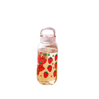 Botol Minum Jus Transparan Portabel 500ml Baru, Bebas BPA, Dapat Digunakan Kembali, Botol Olahraga Plastik dengan Pegangan, Anti Bocor
