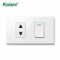 Panneau mural modulaire pour interrupteur et prise en blanc brillant, interrupteur 1 voie et prise universelle, série 120 16A 250V, panneau combiné
