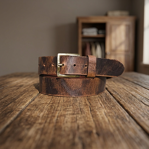 Customized Premium Quality Men's Daily Steel Waterproof Square Eco-Friendly Cow Hide Leather Pin Buckle Heavy Duty Belt 3.8CM - Product Image 1