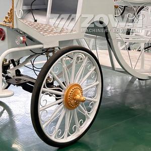 White Electric Pumpkin Carriage With Gold Hub Metal Frame Outdoor <b>Wedding</b> Transportation - Product Image 3