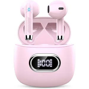 Auricolari Wireless touch control cvc8.0 hd mic cuffie bluetooth 5.3 auricolari wireless con display a led cuffie rosa