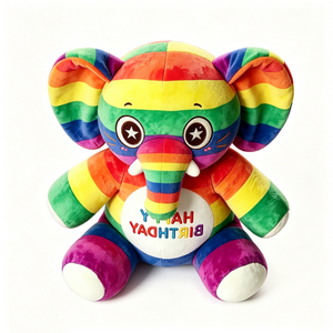Peluche d'éléphant arc-en-ciel personnalisée, peluche d'éléphant pour anniversaire, jouet en peluche d'éléphant coloré - Product Image 4