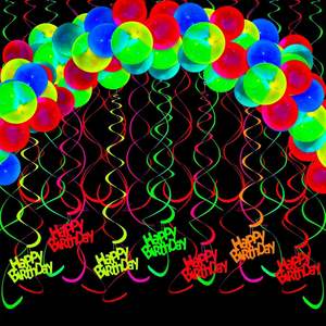 Kit d'<span class=keywords><strong>arche</strong></span> <span class=keywords><strong>de</strong></span> ballons néon HLC, ballons qui brillent dans le noir pour les événements disco des années 80 et 90, fournitures pour fêtes rock and roll - Product Image 5