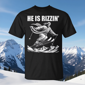 Camiseta Skiing Jesus Christ con diseño Rizzin' Snow Christian Jump, color negro - Product Image 3