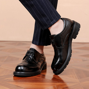 Nouvelle collection d'été : Chaussures habillées pour hommes à semelles épaisses et talons, en cuir véritable respirant, style décontracté - Product Image 6