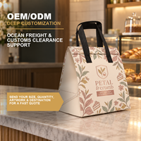Sac de boulangerie isotherme non tissé avec doublure en aluminium, fond large, imprimé floral, pour emporter gâteaux et desserts