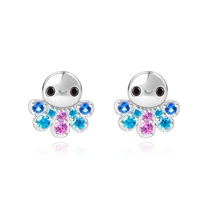 2022 NEW Trendy Jewelry 925 Sterling Silver Earings Small <strong>Octopus</strong> Bunny Dinosaur unicorn Women Child <strong>Earrings</strong> - Product Image 5