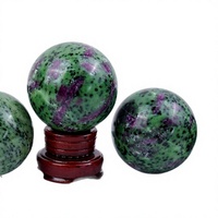 Boule de pierre précieuse polie en zoïsite avec rubis naturel, marbrée vert-bleu, ornement Feng Shui DIY pour la décoration intérieure, la méditation et comme cadeau