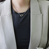 Collier minimaliste en acier inoxydable plaqué or 18 carats avec chaîne à perles en titane et fermoir OT, bijoux de mode pour femmes, ne ternit pas
