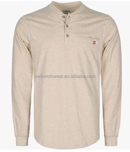 Venta al por mayor personalizado CAT 2 Soldadura seguridad resistente al fuego 100% algodón enclavamiento tejido ignífugo FR Henley camisas - Product Image 1