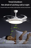 Ventilateur de plafonnier invisible rétractable de 42 pouces avec télécommande, ventilateurs de plafond avec anneaux lumineux à LED pour chambre à coucher