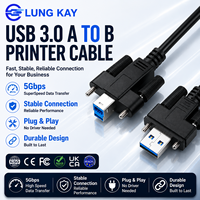 Cable de cámara industrial USB 3.0 LUNG KAY, macho A a macho B, con tornillos de bloqueo duales 4-40, cable de montaje en panel antivibración de alta flexibilidad