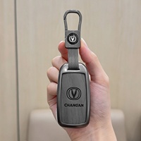 Housse de clé de voiture compatible avec Changan CS35 CS55 CS75 Plus Eado UNI-T UNI-K, étui de clé de voiture en métal et cuir pour Oushang X5 X8 EV